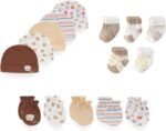 15 Pack Unisex New Born Boy Girls Hats Mittens Socks Sets Cotton Soft Infant Accessory 0-6 Months Baby Essentials - Image 2