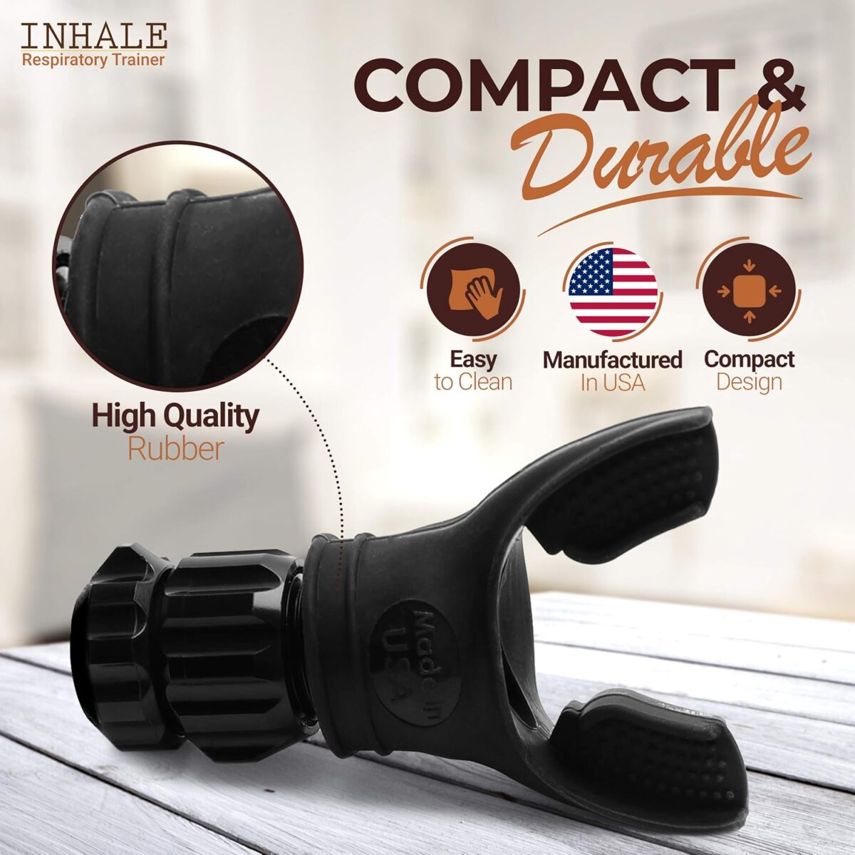 Inhale Respiratory Trainer | Compact Lung Exercise Device with High Grade Silicone | Carrying Case Included | Breath Trainer with Adjustable Resistance | Portable & Easy to Clean - Image 3