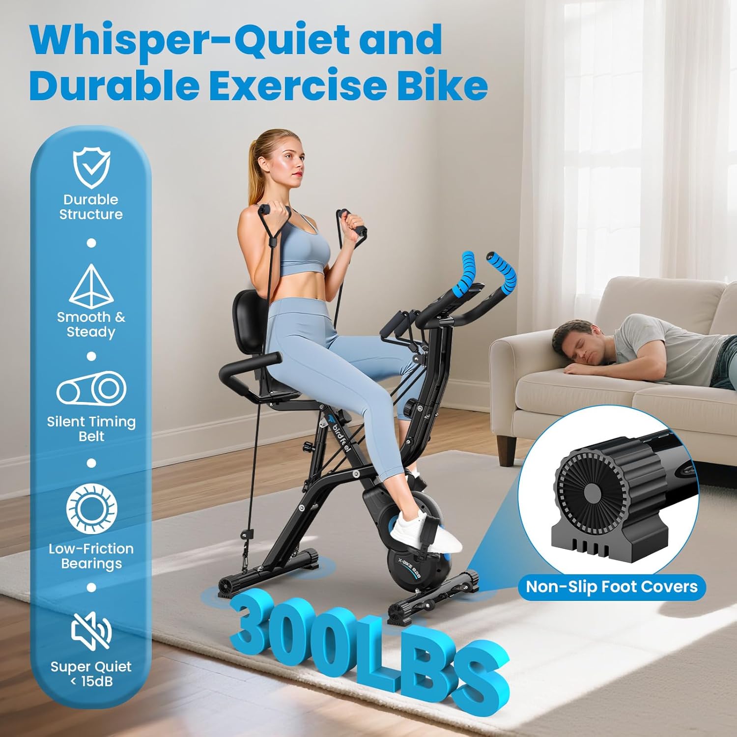 1759515832_Foldable-Exercise-Bike-Multifunctional-Indoor-Stationary-Bikes-for-Home-with-8-Level-Magnetic-Resistance-Quiet-Workout-Bike-with-Arm-Resistance-Bands-LCD-Monitor-300LBS-Capacity.jpg Foldable Exercise Bike, Multifunctional Indoor Stationary Bikes for Home with 8-Level Magnetic Resistance, Quiet Workout Bike with Arm Resistance Bands, LCD Monitor, 300LBS Capacity - Image 4