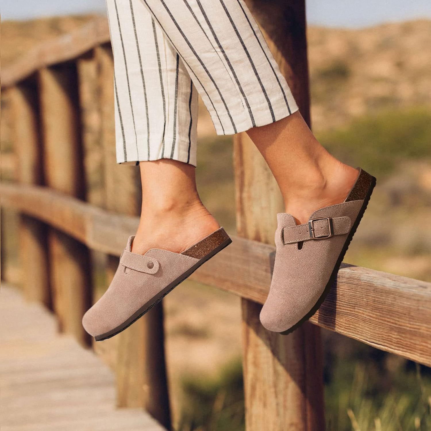 1759516066_KIDMI-Womens-Genuine-Suede-Clogs-Cork-Footbed-Sandals-Leather-Mules-Potato-Shoes-with-Arch-Support.jpg KIDMI Women's Genuine Suede Clogs Cork Footbed Sandals Leather Mules Potato Shoes with Arch Support - Image 3