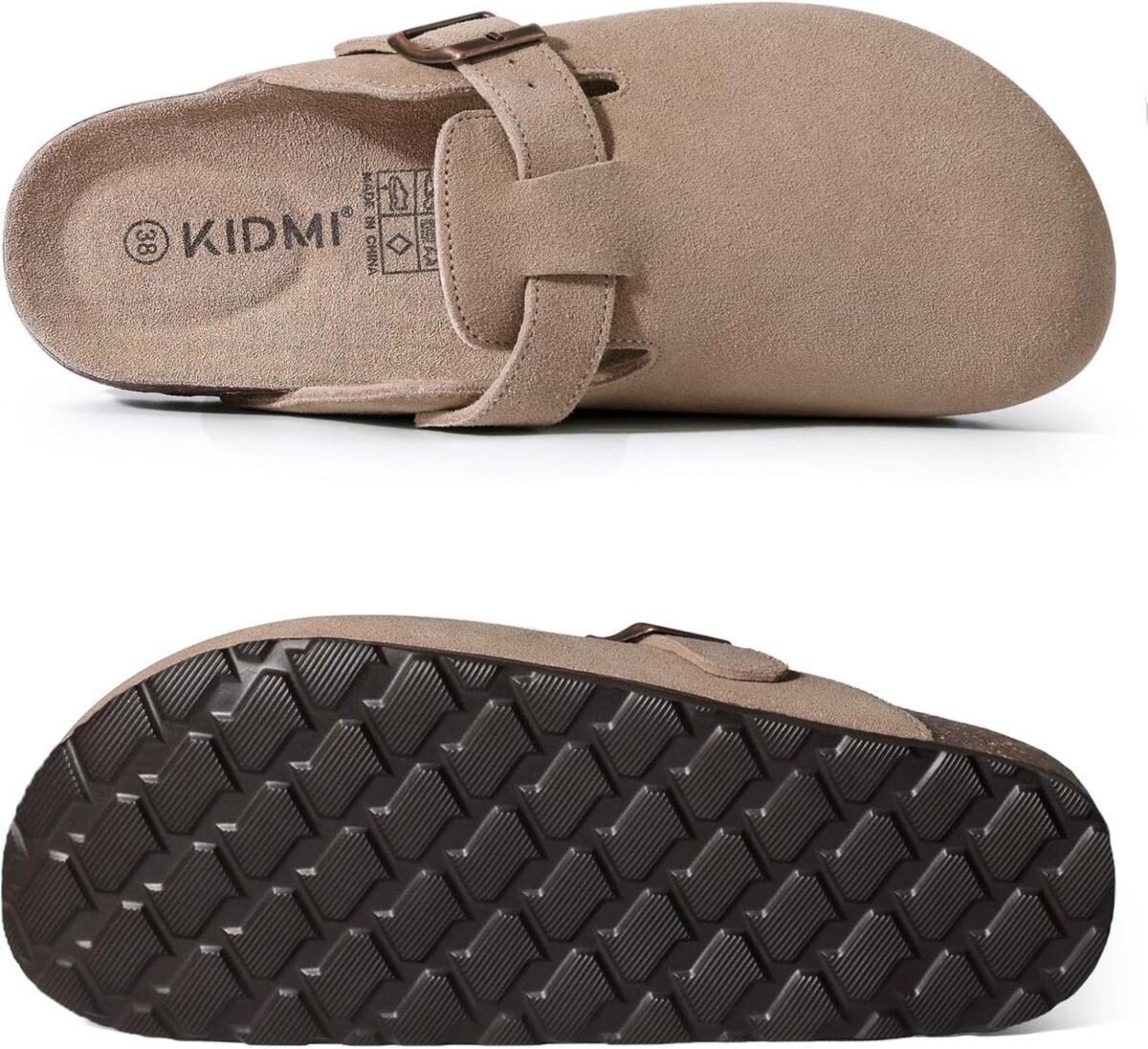 KIDMI Women's Genuine Suede Clogs Cork Footbed Sandals Leather Mules Potato Shoes with Arch Support - Image 4