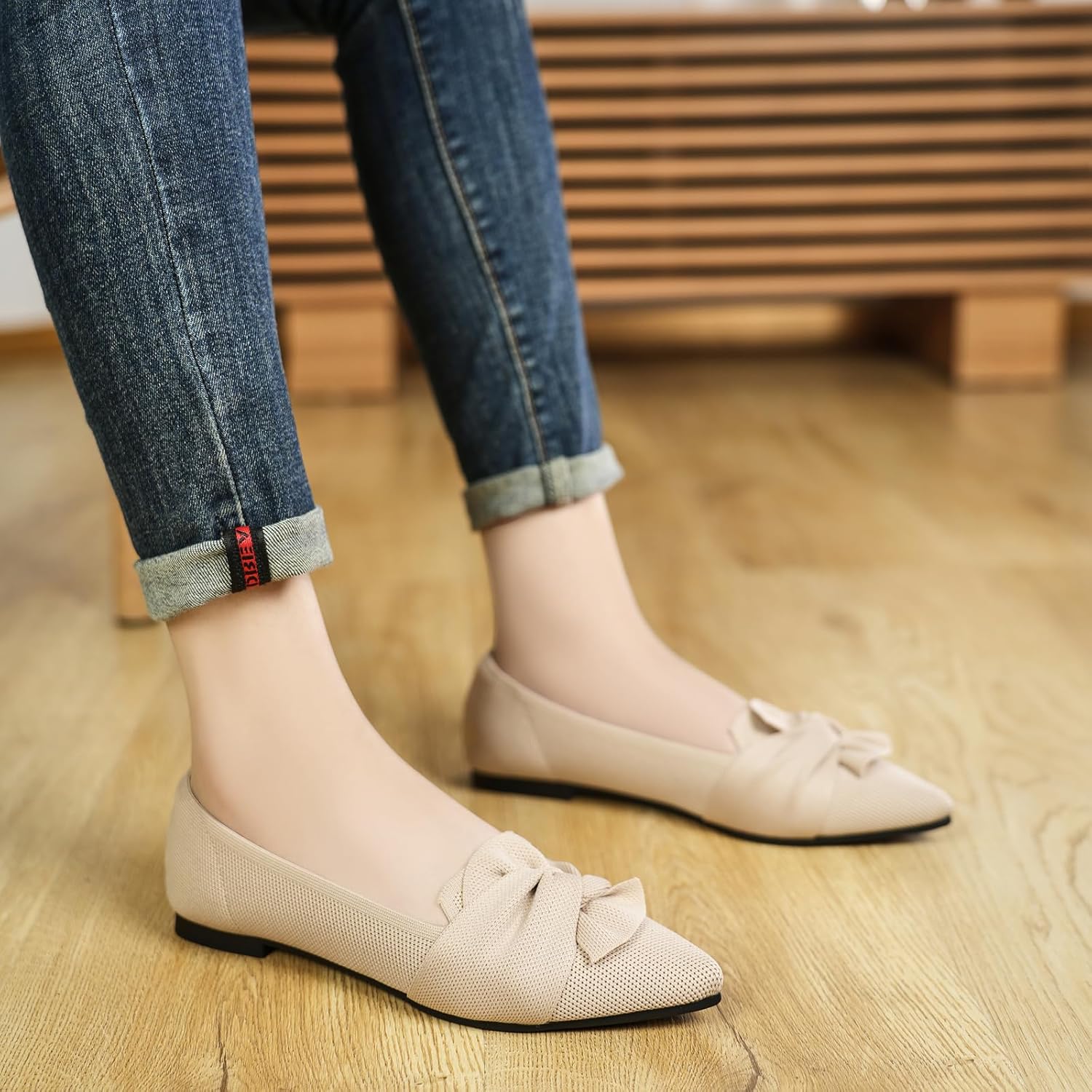 1759516249_Flats-for-Womens-Pointed-Toe-Ballet-Flats-with-Bow-Comfortable-Knit-Dressy-Flats.jpg Flats for Womens Pointed Toe Ballet Flats with Bow Comfortable Knit Dressy Flats - Image 5