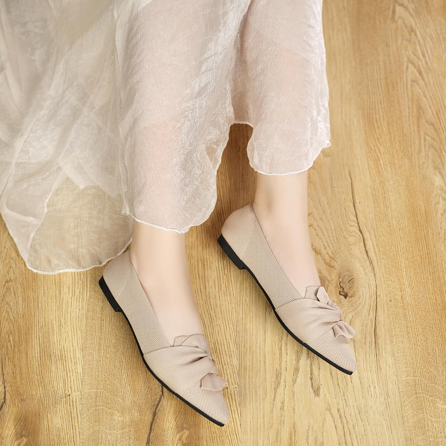 1759516253_Flats-for-Womens-Pointed-Toe-Ballet-Flats-with-Bow-Comfortable-Knit-Dressy-Flats.jpg Flats for Womens Pointed Toe Ballet Flats with Bow Comfortable Knit Dressy Flats - Image 7