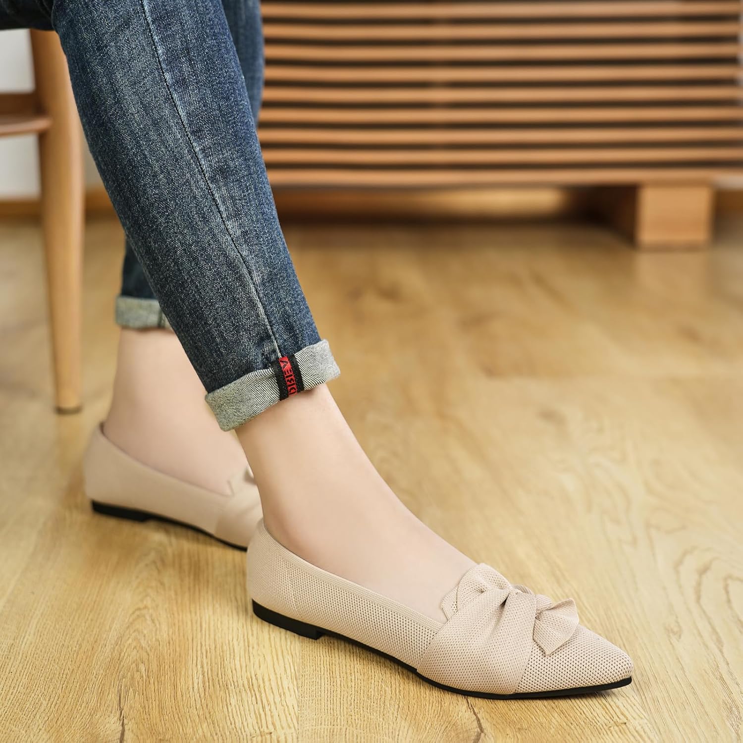 1759516255_Flats-for-Womens-Pointed-Toe-Ballet-Flats-with-Bow-Comfortable-Knit-Dressy-Flats.jpg Flats for Womens Pointed Toe Ballet Flats with Bow Comfortable Knit Dressy Flats - Image 8