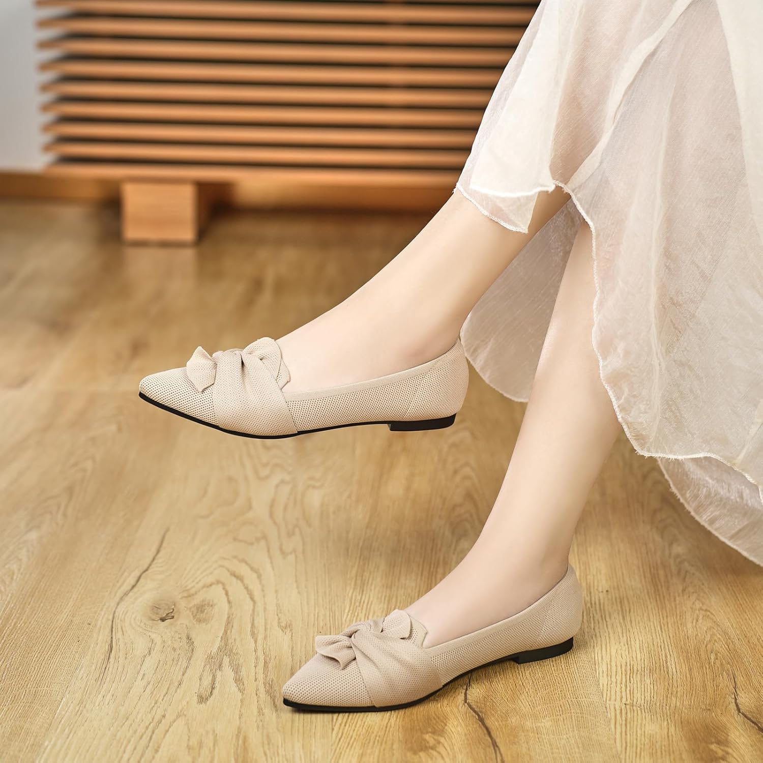 1759516257_Flats-for-Womens-Pointed-Toe-Ballet-Flats-with-Bow-Comfortable-Knit-Dressy-Flats.jpg Flats for Womens Pointed Toe Ballet Flats with Bow Comfortable Knit Dressy Flats - Image 9
