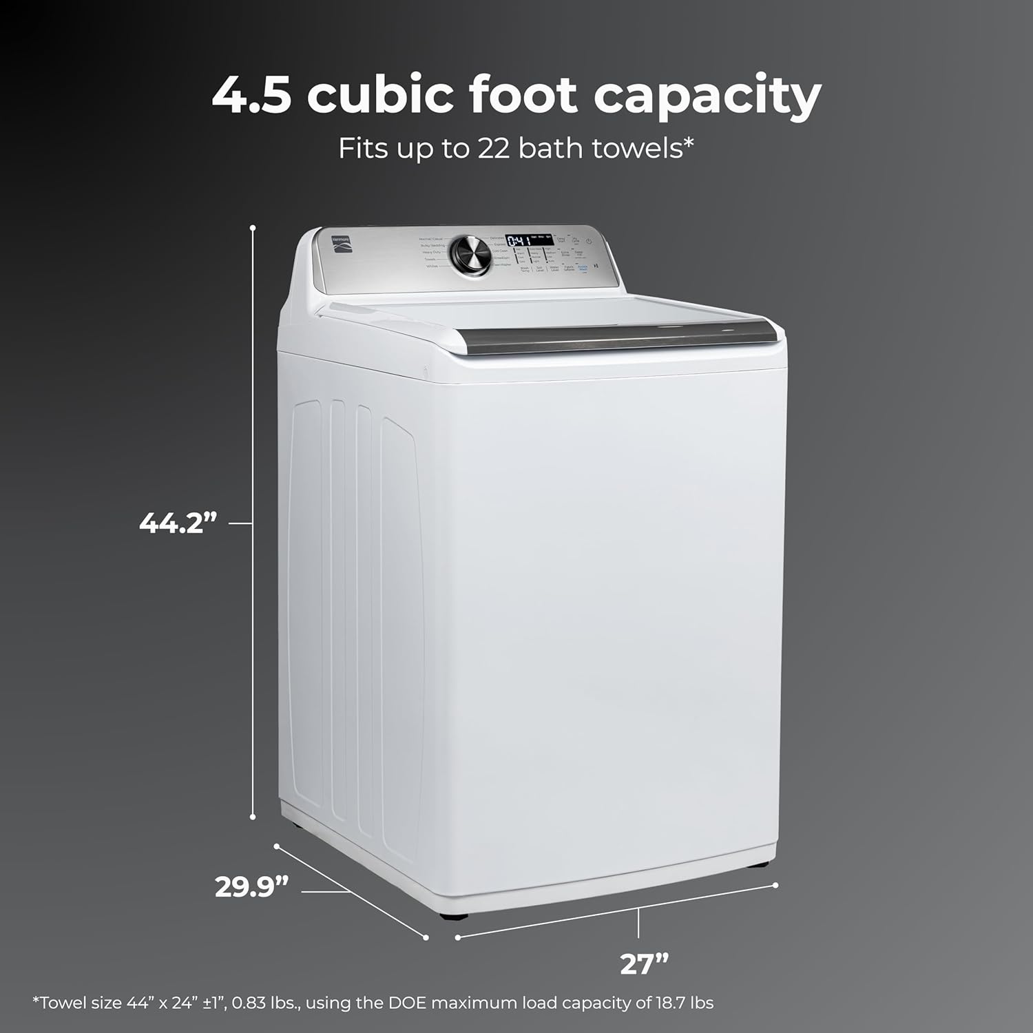 1759516623_Kenmore-4.5-cu.-ft.-Top-Load-Washer-with-Triple-Action-Impeller-for-Tough-Dirt-Stains-Reduce-Laundry-Time-with-Accela-and-Express-Wash-LED-White.jpg Kenmore 4.5 cu. ft. Top Load Washer with Triple Action Impeller for Tough Dirt & Stains-Reduce Laundry Time with Accela and Express Wash-LED, White - Image 3