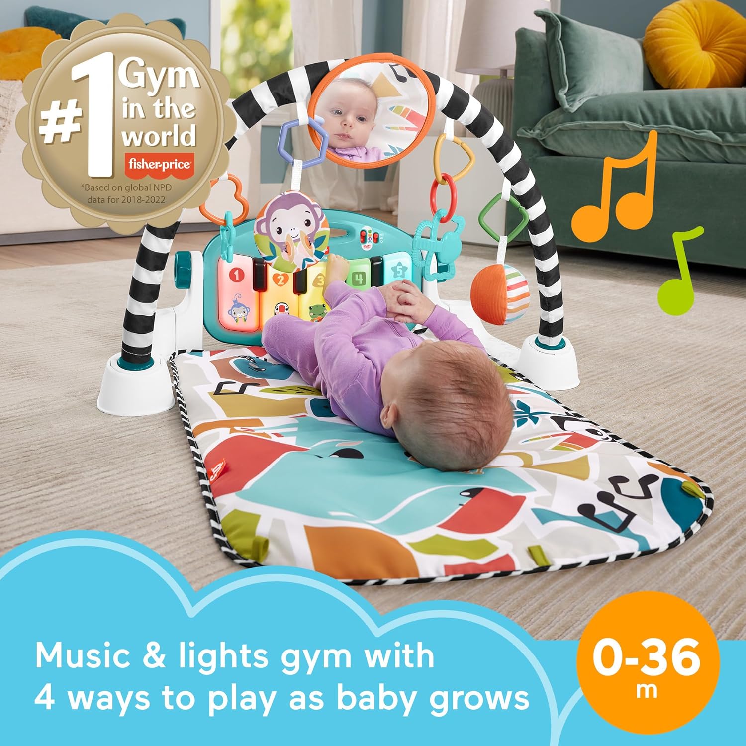1759516850_Fisher-Price-Baby-Playmat-Glow-and-Grow-Kick-Play-Piano-Gym-Blue-Musical-Learning-Toy-with-Developmental-Activities-for-Newborns-0-Months.jpg Fisher-Price Baby Playmat Glow and Grow Kick & Play Piano Gym, Blue Musical Learning Toy with Developmental Activities for Newborns 0+ Months - Image 3