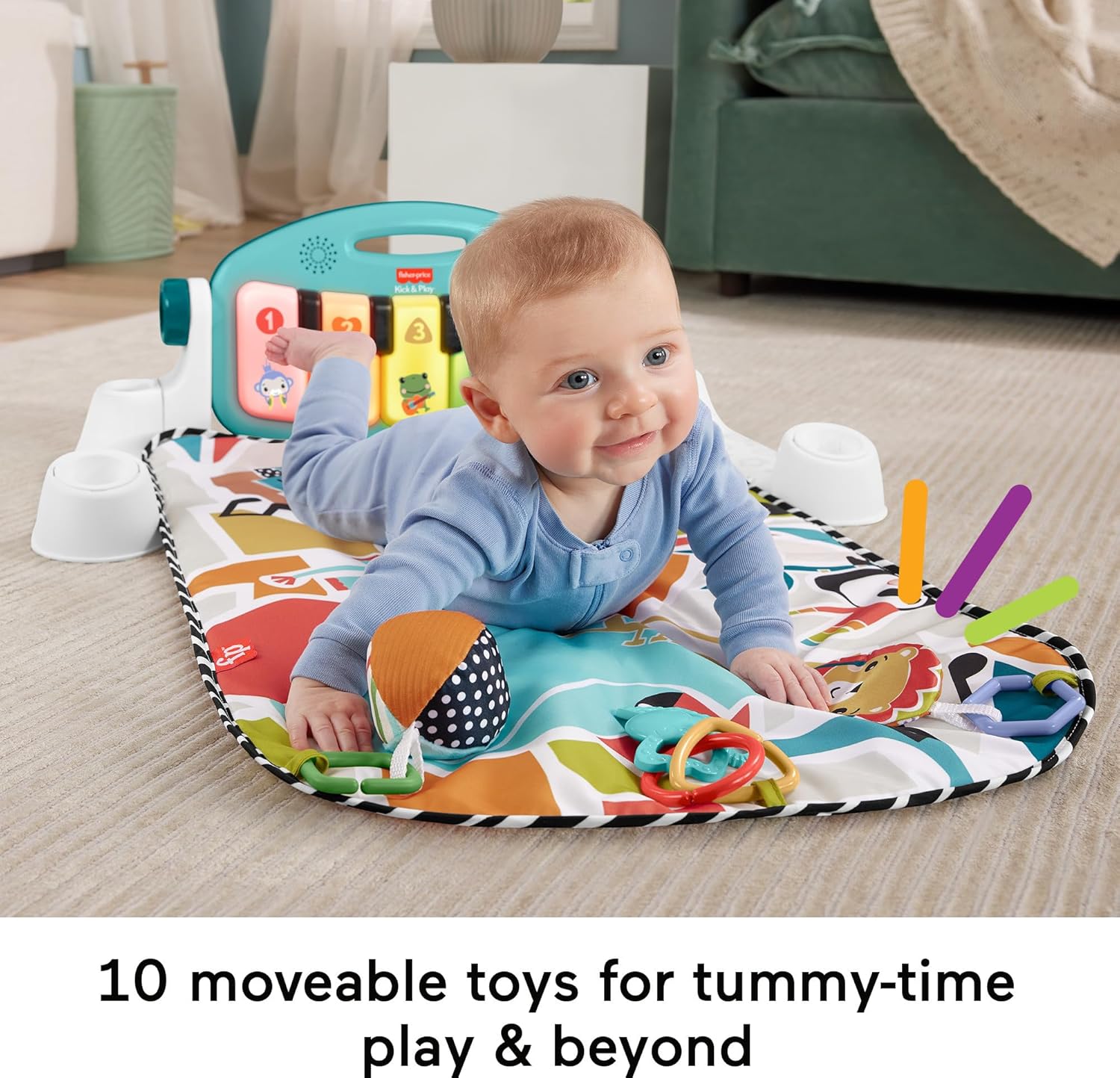 1759516852_Fisher-Price-Baby-Playmat-Glow-and-Grow-Kick-Play-Piano-Gym-Blue-Musical-Learning-Toy-with-Developmental-Activities-for-Newborns-0-Months.jpg Fisher-Price Baby Playmat Glow and Grow Kick & Play Piano Gym, Blue Musical Learning Toy with Developmental Activities for Newborns 0+ Months - Image 4