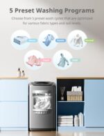 Comfee Portable Washing Machine, 0.9 cu.ft Compact Washer With LED Display, 5 Wash Cycles, 2 Built-in Rollers, Space Saving Full-Automatic Washer - Image 3
