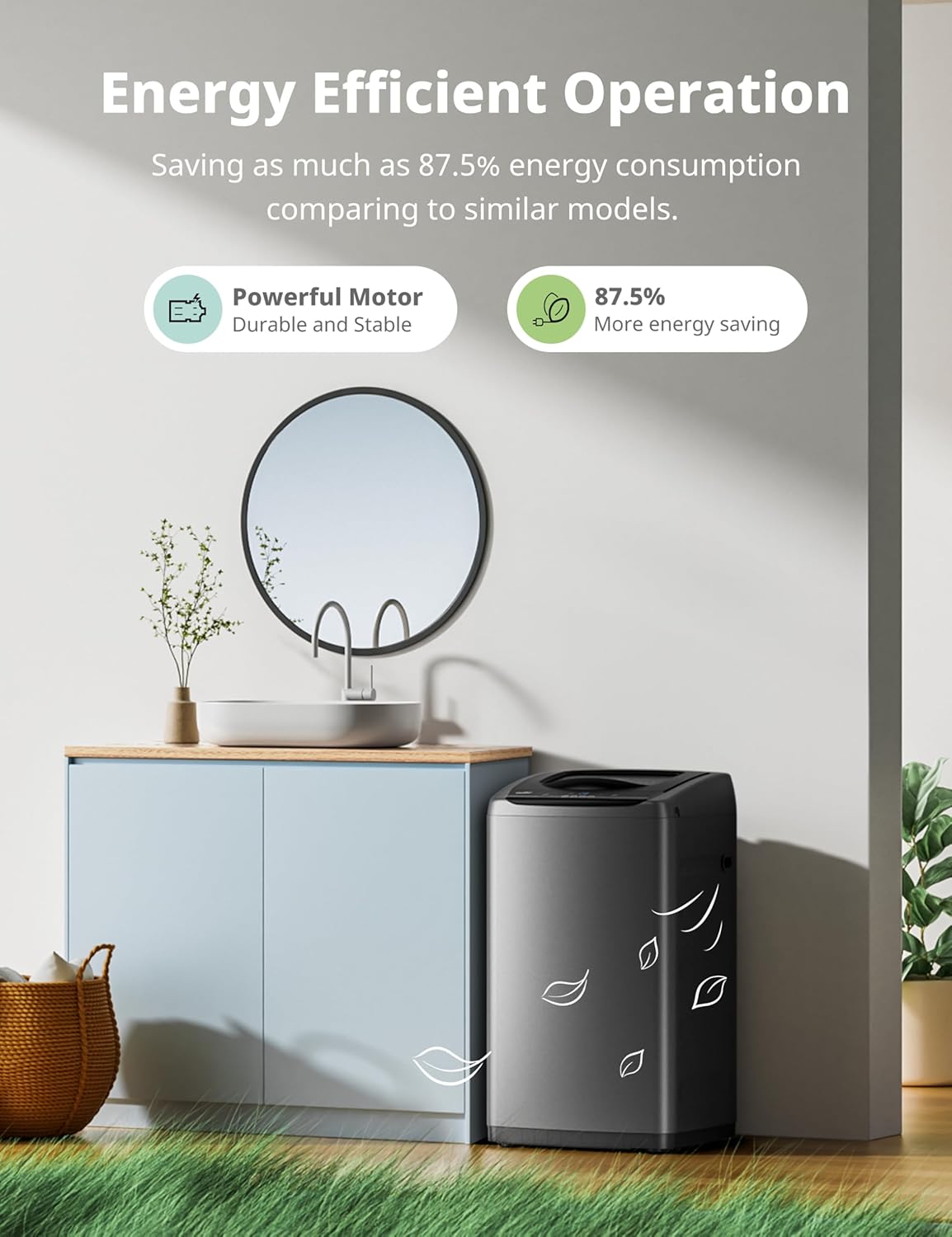 1759516934_Comfee-Portable-Washing-Machine-0.9-cu.ft-Compact-Washer-With-LED-Display-5-Wash-Cycles-2-Built-in-Rollers-Space-Saving-Full-Automatic-Washer.jpg Comfee Portable Washing Machine, 0.9 cu.ft Compact Washer With LED Display, 5 Wash Cycles, 2 Built-in Rollers, Space Saving Full-Automatic Washer - Image 5
