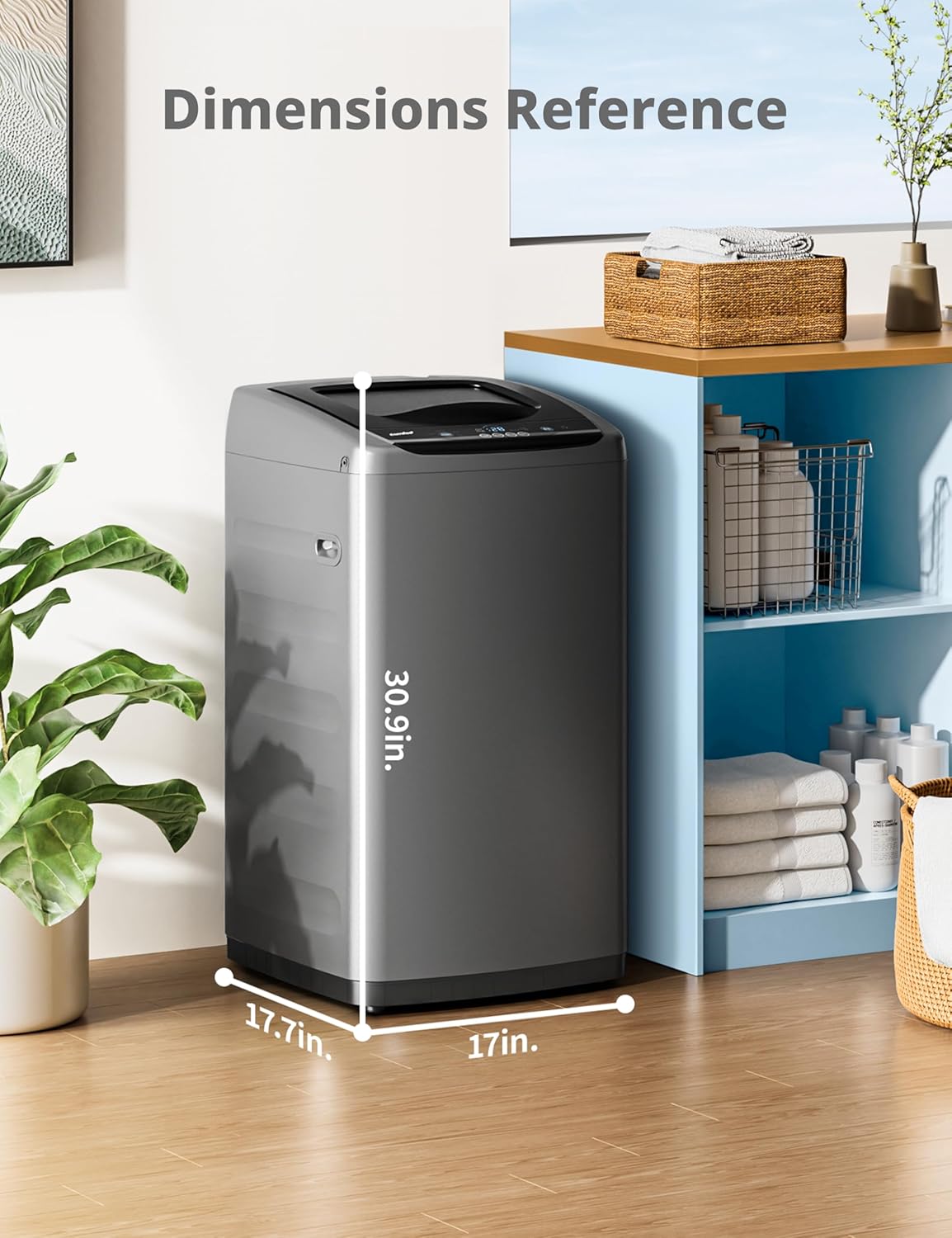 1759516939_Comfee-Portable-Washing-Machine-0.9-cu.ft-Compact-Washer-With-LED-Display-5-Wash-Cycles-2-Built-in-Rollers-Space-Saving-Full-Automatic-Washer.jpg Comfee Portable Washing Machine, 0.9 cu.ft Compact Washer With LED Display, 5 Wash Cycles, 2 Built-in Rollers, Space Saving Full-Automatic Washer - Image 9