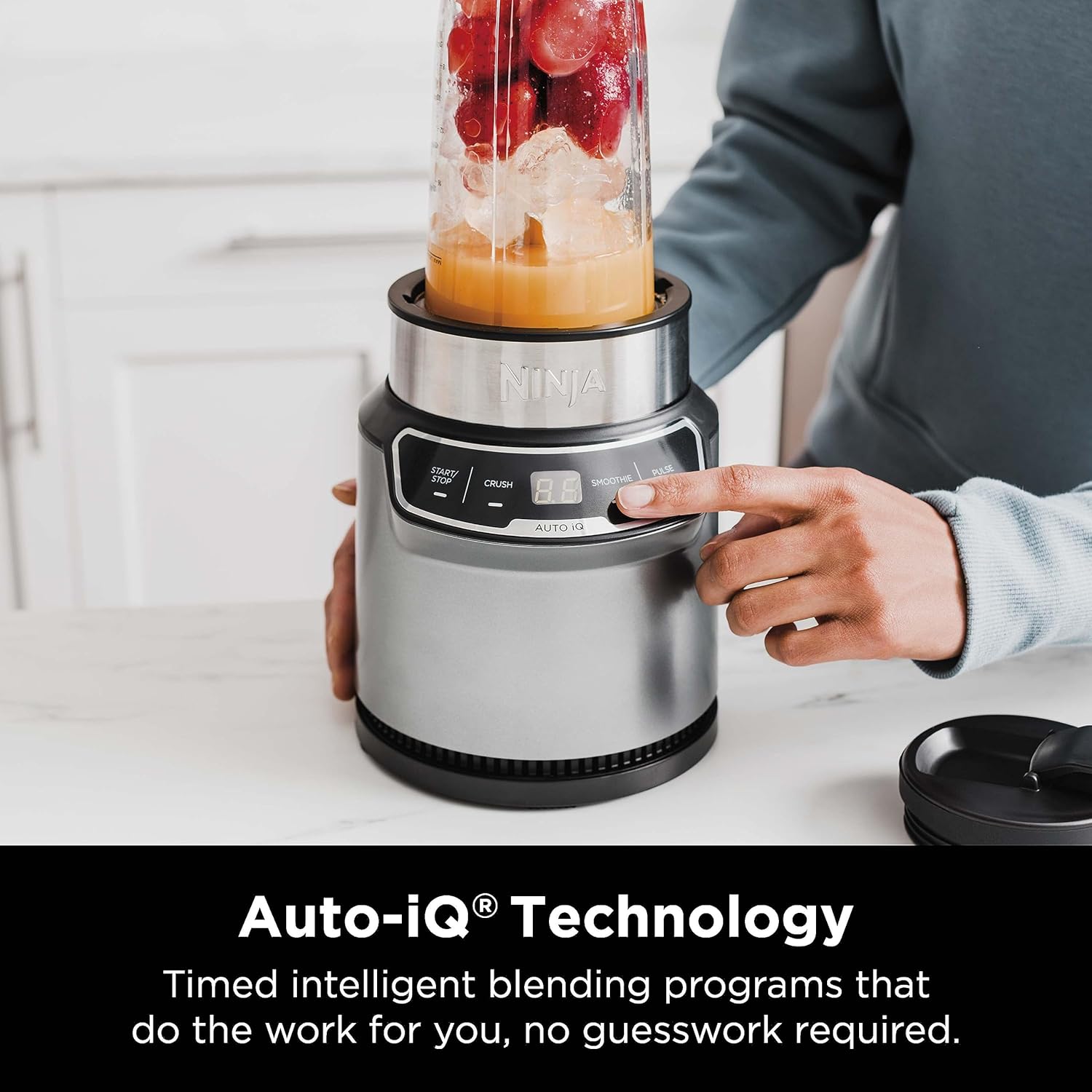 1759516984_Ninja-Blender-Nutri-Pro-Single-Serve-For-Smoothies-Salsa-Shakes-and-Frozen-Drinks-Includes-2-Smoothie-Cups-Lids-Crushes-Ice-Fruit-Veggies-Silver-BN401.jpg Ninja | Blender | Nutri Pro | Single Serve | For Smoothies, Salsa, Shakes and Frozen Drinks | Includes 2 Smoothie Cups & Lids | Crushes Ice, Fruit & Veggies |Silver | BN401 - Image 3