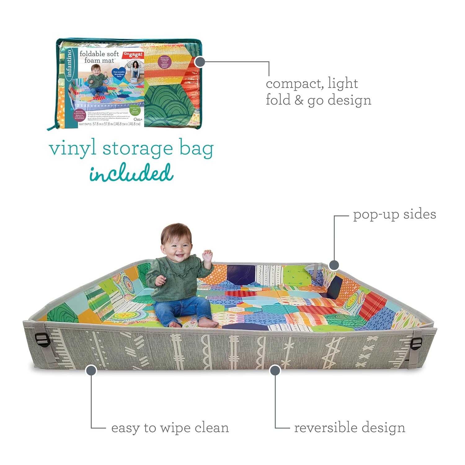 1759517259_Infantino-Foldable-Soft-Foam-Play-Mat-Baby-Play-Mat-for-Tummy-Time-Floor-Play-Lightweight-Easy-to-Store-Wipeable-Multicolor.jpg Infantino Foldable Soft Foam Play Mat, Baby Play Mat for Tummy Time & Floor Play, Lightweight, Easy to Store, Wipeable, Multicolor - Image 7