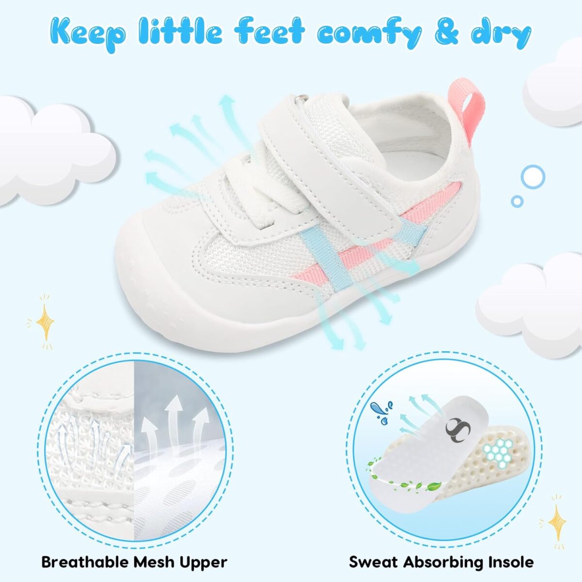 Scurtain Baby Shoes Boy Girl First Walking Shoe Infant Crib Breathable Sneakers Lightweight Barefoot Shoes for Babies - Image 6