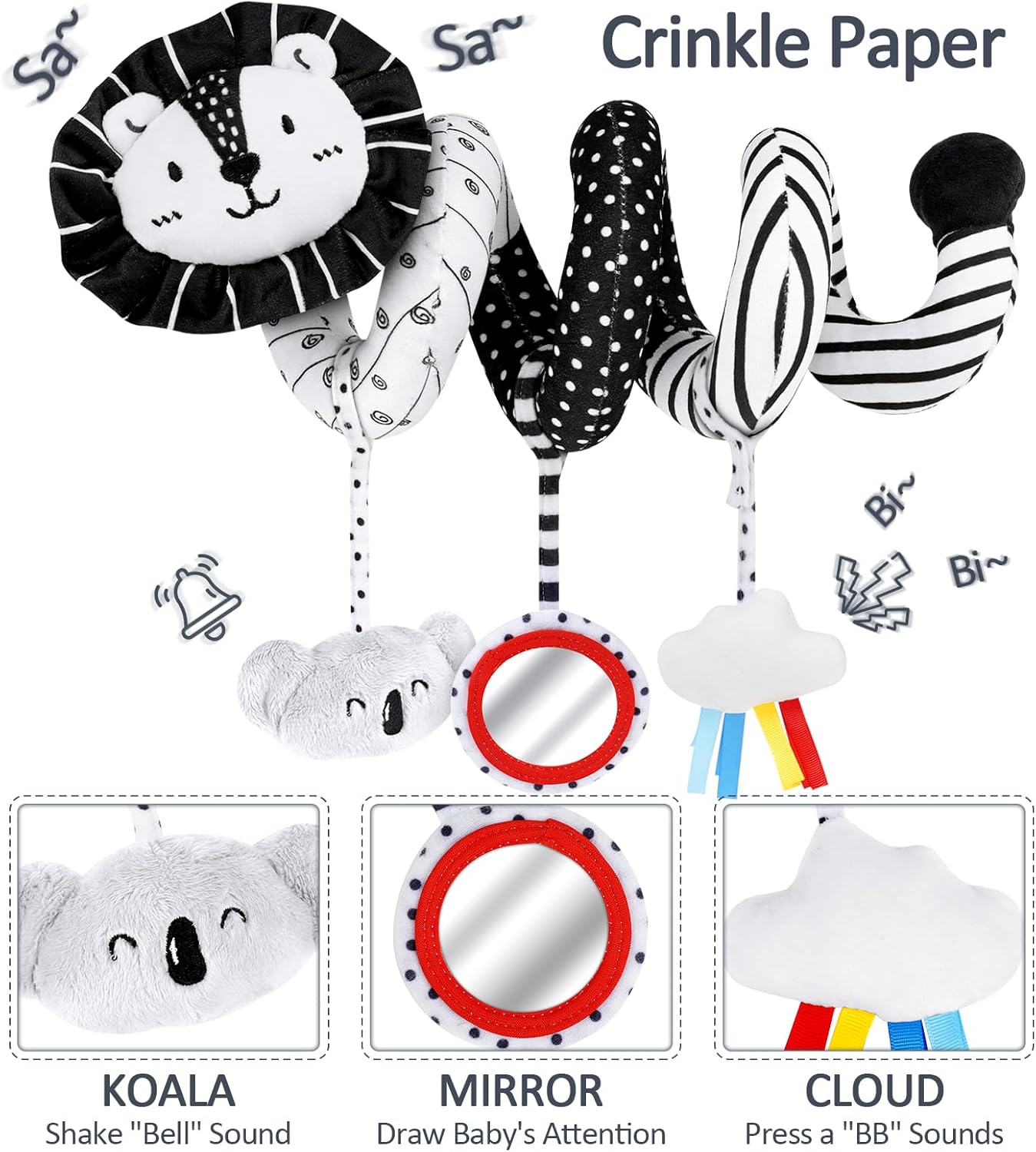 1759517677_Joyreal-High-Contrast-Baby-Toys-for-Newborn-Black-and-White-Baby-Sensory-Toys-with-Car-Seat-ToysInfant-Toys-with-Black-White-Cards-Book-Montessori-Toys-for-Baby-Gifts.jpg Joyreal High Contrast Baby Toys for Newborn, Black and White Baby Sensory Toys with Car Seat Toys,Infant Toys with Black White Cards Book, Montessori Toys for Baby Gifts - Image 3