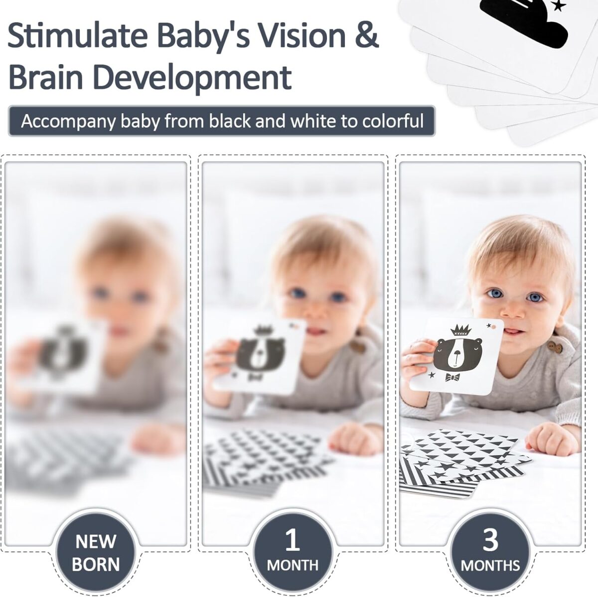 Joyreal High Contrast Baby Toys for Newborn, Black and White Baby Sensory Toys with Car Seat Toys,Infant Toys with Black White Cards Book, Montessori Toys for Baby Gifts - Image 7
