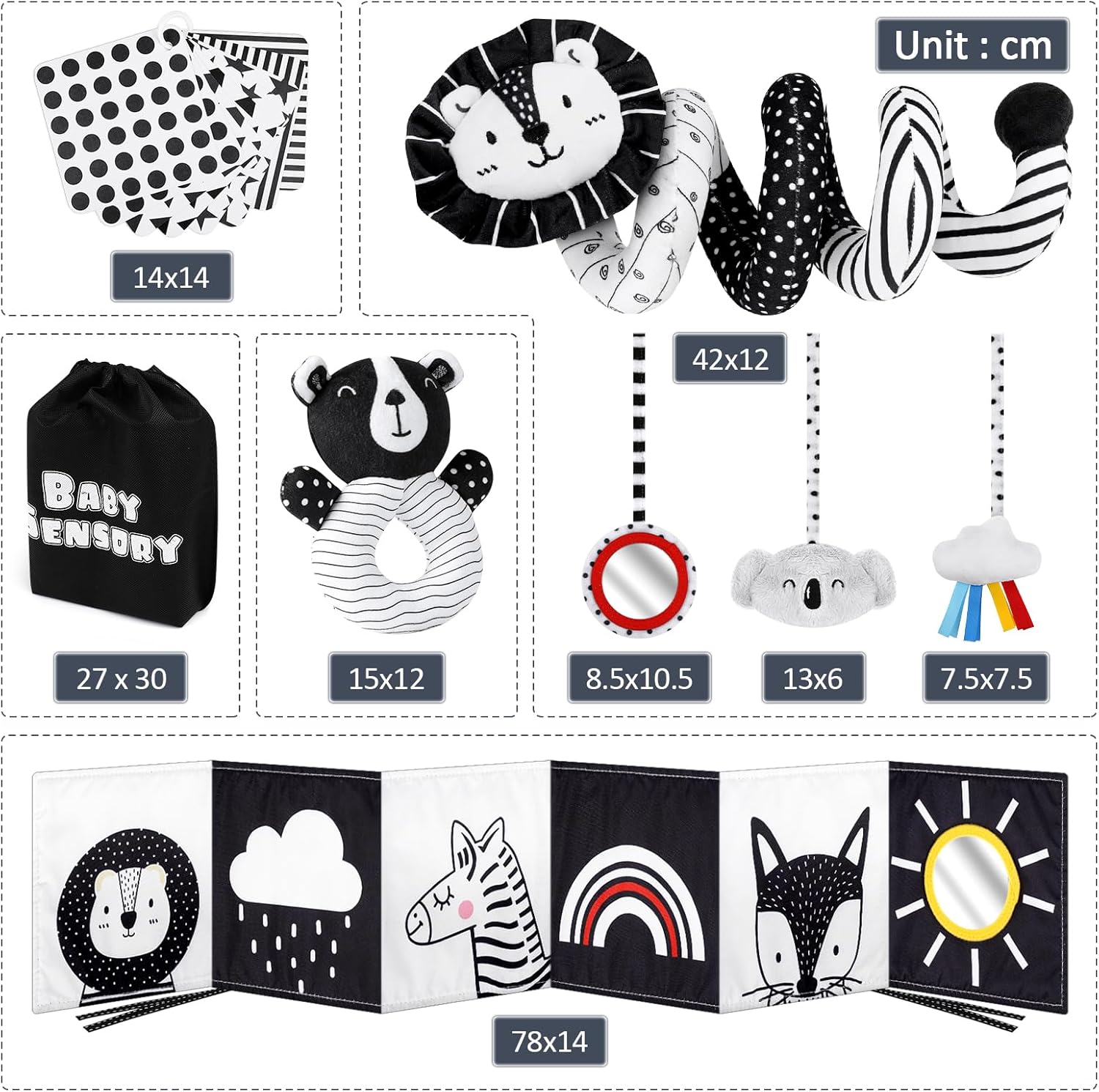 1759517686_Joyreal-High-Contrast-Baby-Toys-for-Newborn-Black-and-White-Baby-Sensory-Toys-with-Car-Seat-ToysInfant-Toys-with-Black-White-Cards-Book-Montessori-Toys-for-Baby-Gifts.jpg Joyreal High Contrast Baby Toys for Newborn, Black and White Baby Sensory Toys with Car Seat Toys,Infant Toys with Black White Cards Book, Montessori Toys for Baby Gifts - Image 8