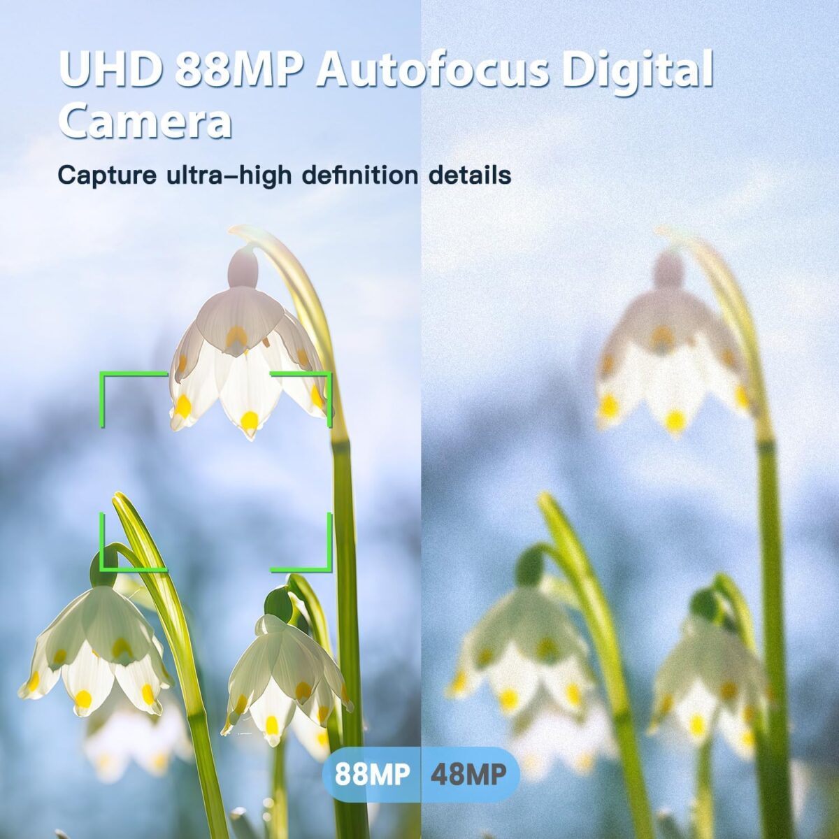 8K Digital Cameras for Photography Autofocus, WiFi 88MP Vlogging Camera with Dual-Lens, Flash, 16X Digital Zoom, Touch Screen, Travel Camera Anti-Shake with Lens Hood, 64GB Card,2 Batteries - Image 4