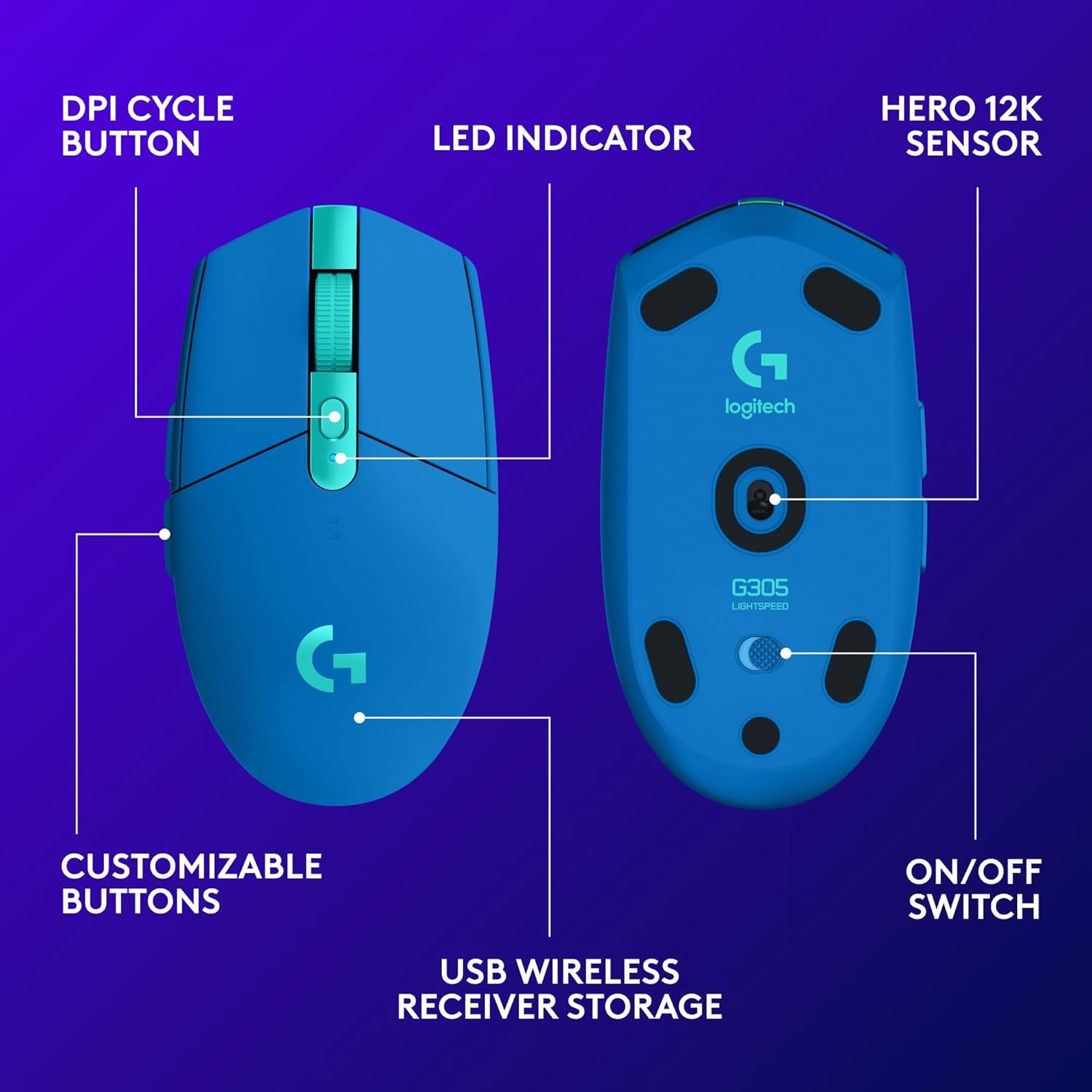 1759519009_Logitech-G305-LIGHTSPEED-Wireless-Gaming-Mouse-Hero-12K-Sensor-12000-DPI-Lightweight-6-Programmable-Buttons-250h-Battery-Life-On-Board-Memory-PCMac-Blue.jpg Logitech G305 LIGHTSPEED Wireless Gaming Mouse, Hero 12K Sensor, 12,000 DPI, Lightweight, 6 Programmable Buttons, 250h Battery Life, On-Board Memory, PC/Mac - Blue - Image 7