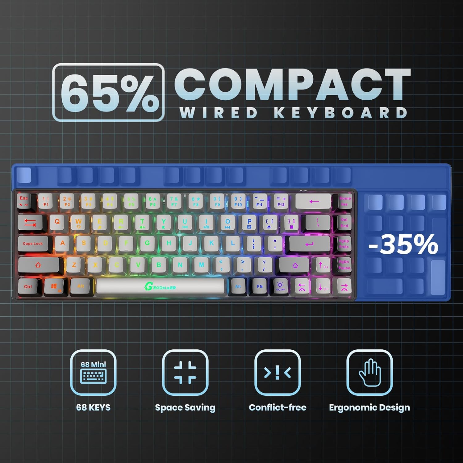 1759519026_65-Gaming-Keyboard-Wired-Backlit-Mini-Keyboard-Ultra-Compact-Anti-Ghosting-No-Conflict-68-Keys-Membrane-Gaming-Wired-Keyboard-for-PC-Laptop-Windows-Gamer.jpg 65% Gaming Keyboard, Wired Backlit Mini Keyboard, Ultra-Compact Anti-Ghosting No-Conflict 68 Keys Membrane Gaming Wired Keyboard for PC Laptop Windows Gamer - Image 5