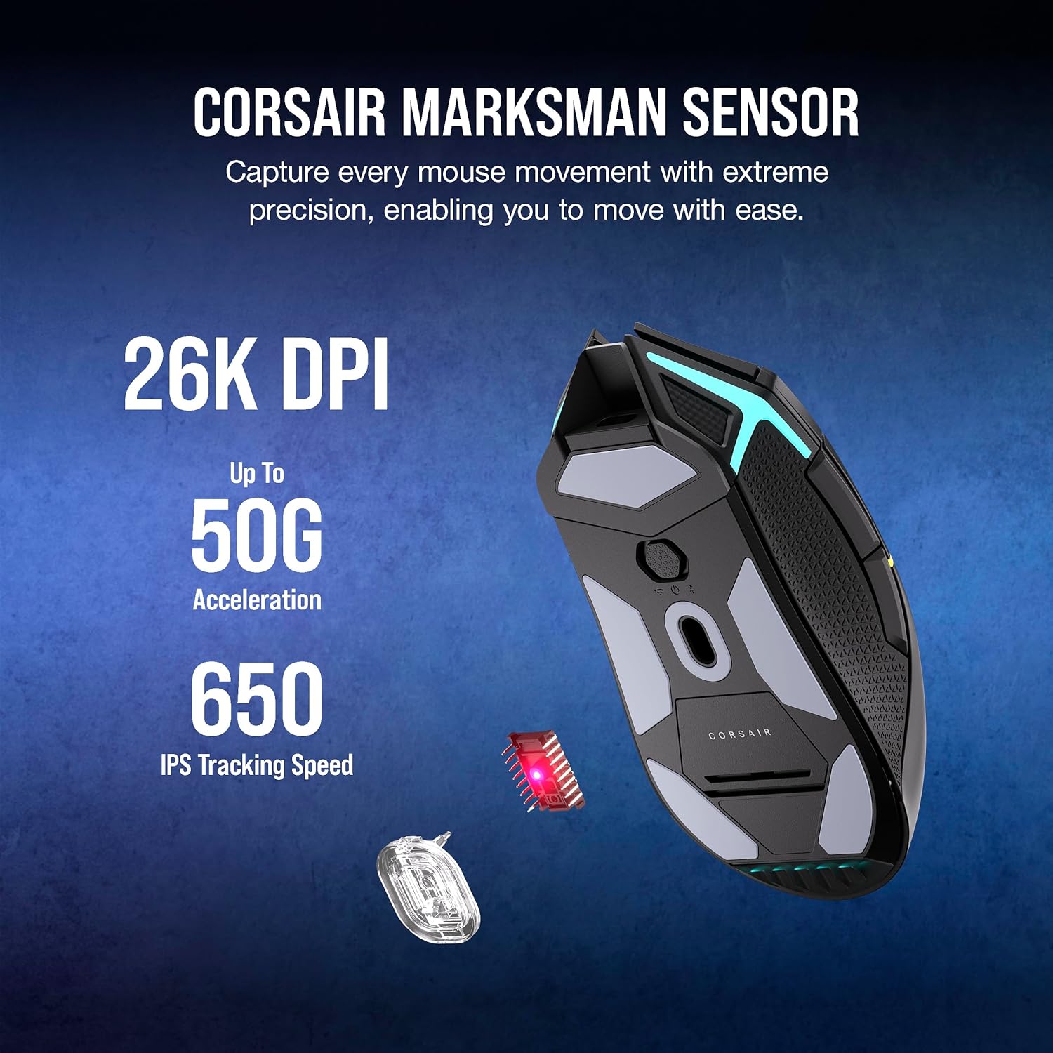 1759519362_Corsair-NIGHTSABRE-RGB-Wireless-Gaming-Mouse-for-FPS-MOBA-26000-DPI-11-Programmable-Buttons-Up-to-100hrs-Battery-iCUE-Compatible-Black.jpg Corsair NIGHTSABRE RGB Wireless Gaming Mouse for FPS, MOBA - 26,000 DPI - 11 Programmable Buttons - Up to 100hrs Battery - iCUE Compatible - Black - Image 5