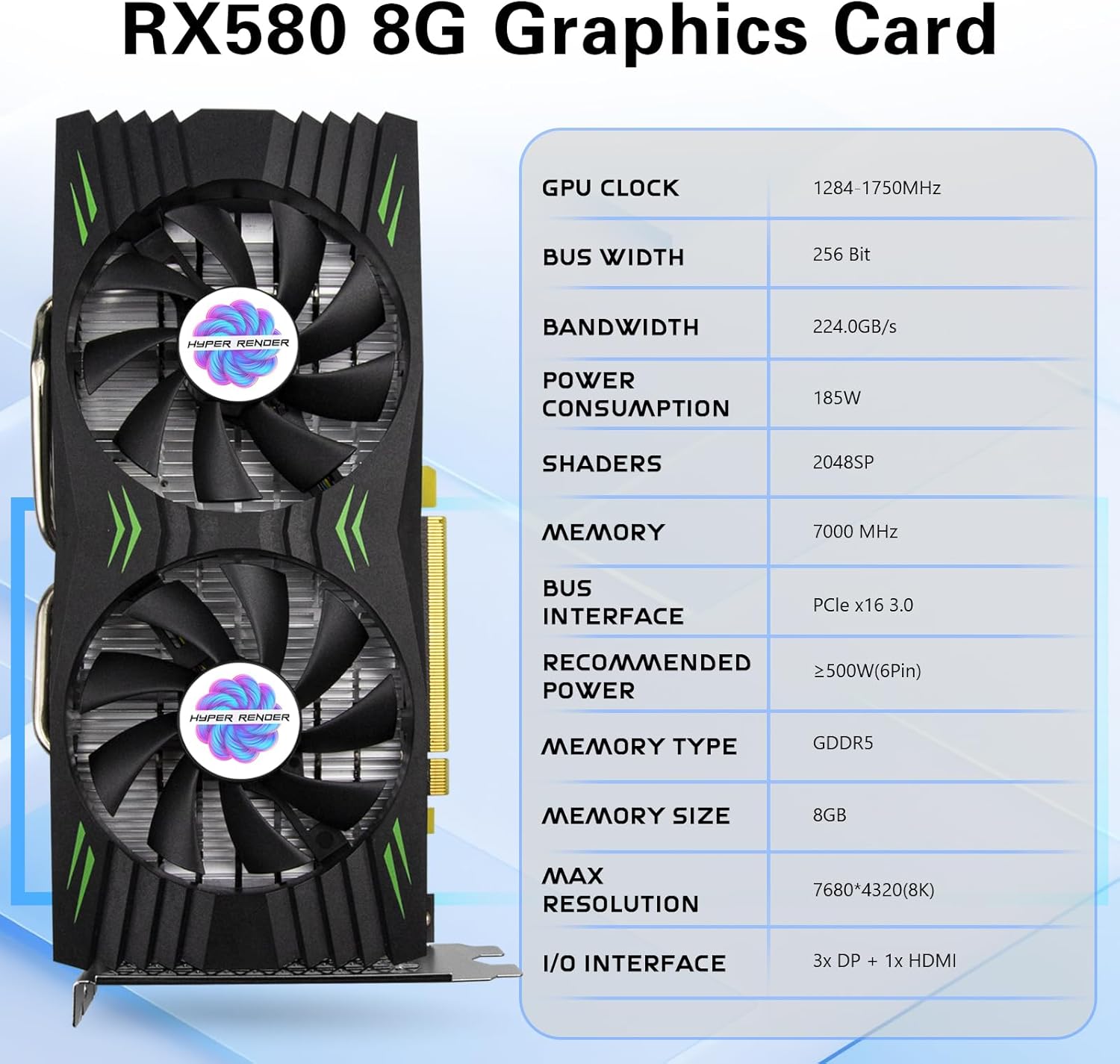 1759519369_RX-580-Graphics-Card-8GB-2048SP-GDDR5-256-Bit-PC-Gaming-Video-Card-3DP-1HDMI-PCI-Express-3.0-with-Freeze-Fan-Stop-for-Desktop-Computer-GPU-for-Gaming-PC.jpg RX 580 Graphics Card 8GB 2048SP GDDR5 256 Bit PC Gaming Video Card 3*DP 1*HDMI PCI Express 3.0 with Freeze Fan Stop for Desktop Computer GPU for Gaming PC - Image 3