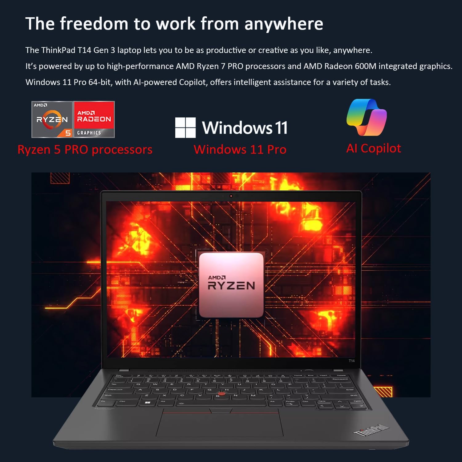 1759519372_Lenovo-ThinkPad-T14-Business-Laptop-14-FHD-Touchscreen-AMD-Ryzen-5-PRO-6650U-16GB-RAM-512GB-SSD-6-Core-Beat-i7-1250U-Backlit-Fingerprint-1080p-Webcam-Wi-Fi-6E-Win-11-Pro-w-AI-Copilot.jpg Lenovo ThinkPad T14 Business Laptop (14" FHD+ Touchscreen, AMD Ryzen 5 PRO 6650U, 16GB RAM, 512GB SSD, 6-Core (Beat i7-1250U)), Backlit, Fingerprint, 1080p Webcam, Wi-Fi 6E, Win 11 Pro w / AI Copilot - Image 3