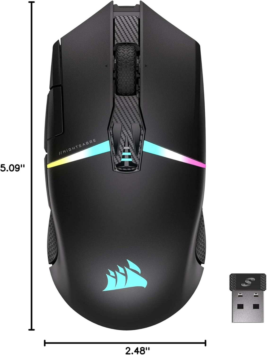 1759519377_Corsair-NIGHTSABRE-RGB-Wireless-Gaming-Mouse-for-FPS-MOBA-26000-DPI-11-Programmable-Buttons-Up-to-100hrs-Battery-iCUE-Compatible-Black.jpg Corsair NIGHTSABRE RGB Wireless Gaming Mouse for FPS, MOBA - 26,000 DPI - 11 Programmable Buttons - Up to 100hrs Battery - iCUE Compatible - Black - Image 10