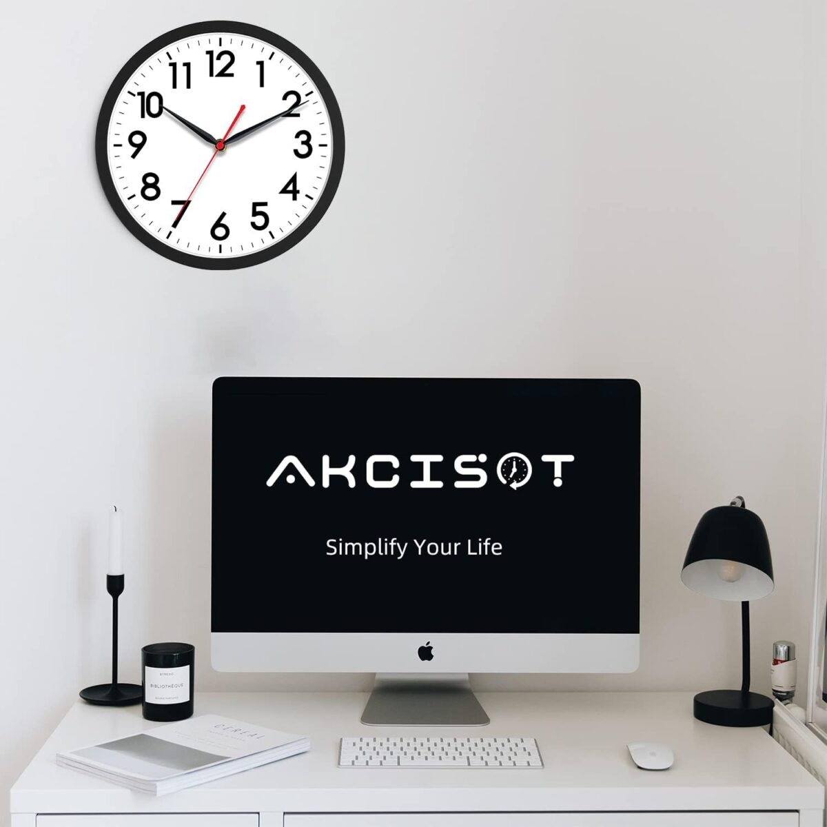 AKCISOT Wall Clock 10 Inch Silent Non-Ticking Modern Clocks Battery Operated - Analog Small Classic for Office, Home, Bathroom, Kitchen, Bedroom, School, Living Room(Black) - Image 7