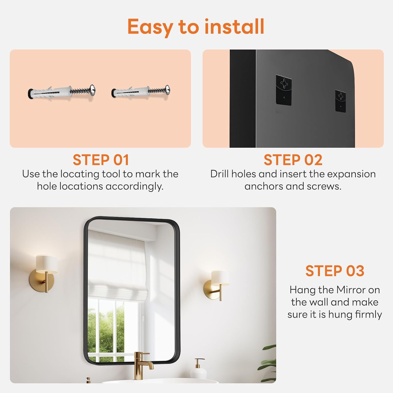 1759519948_Bathroom-Mirror-30x22-Inch-Black-Metal-Framed-Rounded-Rectangle-Vanity-Mirror-for-Wall-Over-Sink-Farmhouse-Restroom-Anti-Rust-Modern-Decorative-Horizontal-or-Vertical-Hanging.jpg Bathroom Mirror 30x22 Inch Black Metal Framed Rounded Rectangle Vanity Mirror for Wall, Over Sink, Farmhouse, Restroom, Anti-Rust, Modern Decorative, Horizontal or Vertical Hanging - Image 7