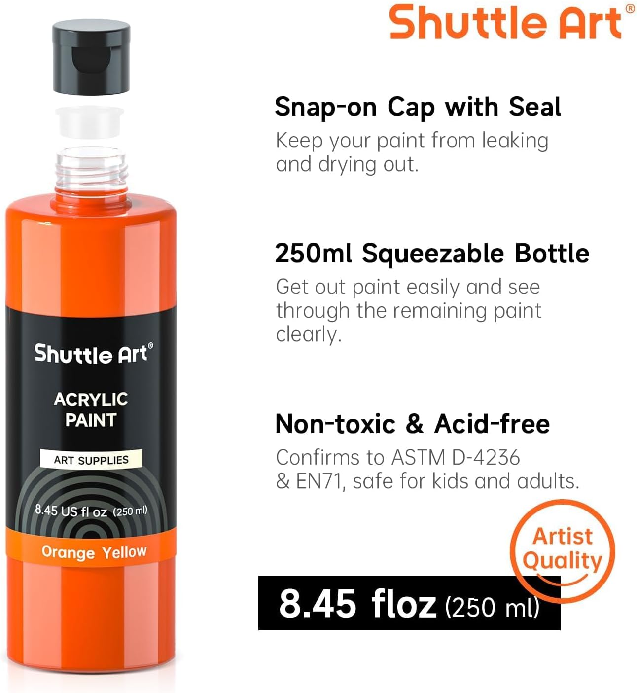 1759519997_Shuttle-Art-18-Colors-Acrylic-Paint-Bottle-Set-250ml8.45oz-Rich-Pigmented-Bulk-Painting-Supplies-for-Artists-Beginners-and-Kids-on-Rocks-Crafts-Canvas-Wood-Ceramic.jpg Shuttle Art 18 Colors Acrylic Paint Bottle Set (250ml/8.45oz), Rich Pigmented Bulk Painting Supplies for Artists, Beginners and Kids on Rocks Crafts Canvas Wood Ceramic - Image 4