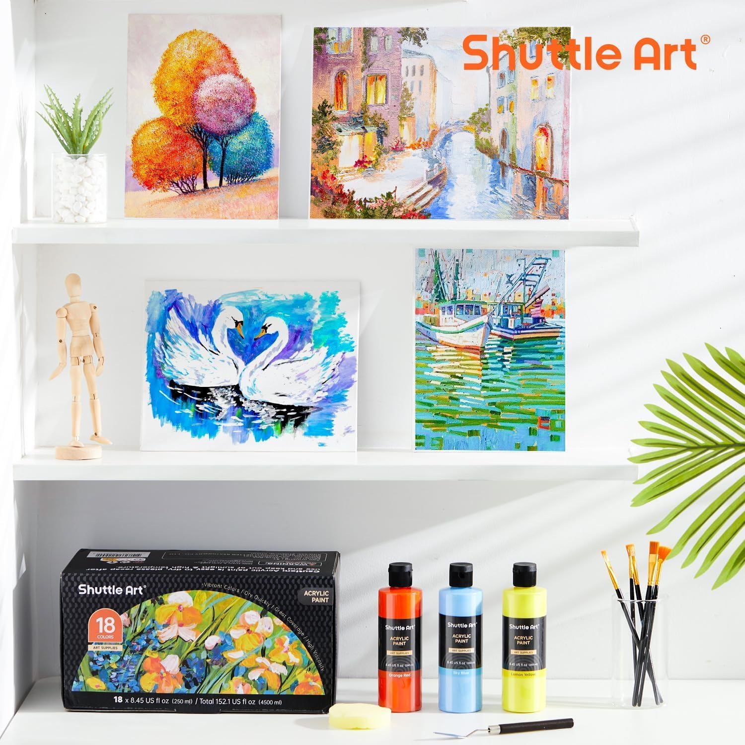1759520004_Shuttle-Art-18-Colors-Acrylic-Paint-Bottle-Set-250ml8.45oz-Rich-Pigmented-Bulk-Painting-Supplies-for-Artists-Beginners-and-Kids-on-Rocks-Crafts-Canvas-Wood-Ceramic.jpg Shuttle Art 18 Colors Acrylic Paint Bottle Set (250ml/8.45oz), Rich Pigmented Bulk Painting Supplies for Artists, Beginners and Kids on Rocks Crafts Canvas Wood Ceramic - Image 8