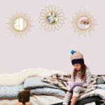 3 Pack Metal Mirrors for Wall Sunburst Wall Mirrors Home Décor Decorative Hanging Wall Art for Living Room Bedroom Entryway (Gold, Flower+Sunburst) - Image 4