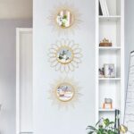 3 Pack Metal Mirrors for Wall Sunburst Wall Mirrors Home Décor Decorative Hanging Wall Art for Living Room Bedroom Entryway (Gold, Flower+Sunburst) - Image 5