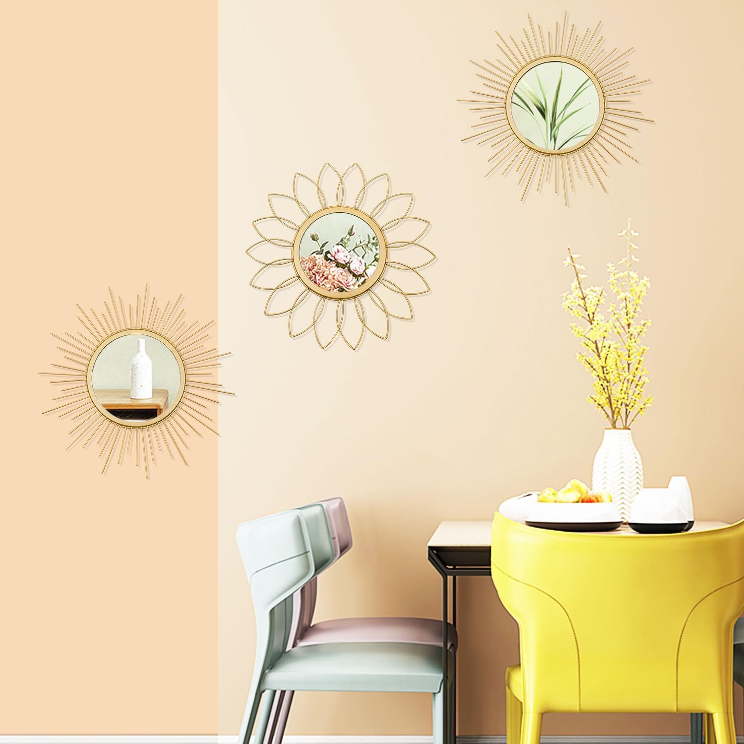 1759520079_3-Pack-Metal-Mirrors-for-Wall-Sunburst-Wall-Mirrors-Home-Decor-Decorative-Hanging-Wall-Art-for-Living-Room-Bedroom-Entryway-Gold-FlowerSunburst.jpg 3 Pack Metal Mirrors for Wall Sunburst Wall Mirrors Home Décor Decorative Hanging Wall Art for Living Room Bedroom Entryway (Gold, Flower+Sunburst) - Image 7