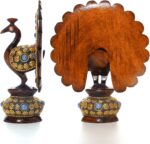 Wooden Dancing Peacock Traditional Indian Rajasthani Home Decoration Table Décor Showpiece & Gifting (Brown Studded Peacock) - Image 4