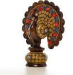 Wooden Dancing Peacock Traditional Indian Rajasthani Home Decoration Table Décor Showpiece & Gifting (Brown Studded Peacock) - Image 6