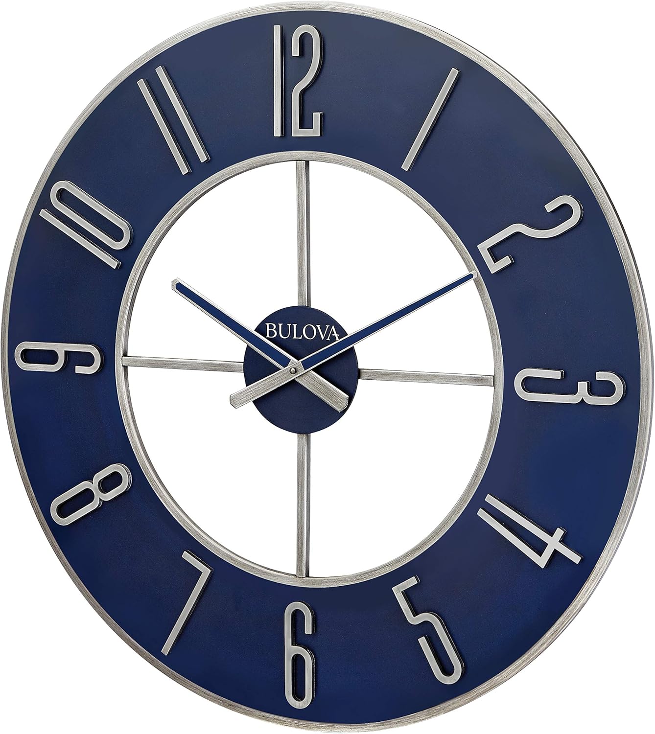 1759520308_Bulova-Blue-Steel-Oversize-Wall-Clock-Model-C4809-27-Diameter-Sleek-Silver-and-Blue-Finish-Contemporary-Design-Battery-Operated.jpg Bulova Blue Steel Oversize Wall Clock |Model C4809, 27" Diameter | Sleek Silver and Blue Finish | Contemporary Design | Battery Operated - Image 3