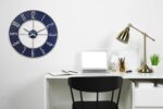 Bulova Blue Steel Oversize Wall Clock |Model C4809, 27" Diameter | Sleek Silver and Blue Finish | Contemporary Design | Battery Operated - Image 8