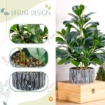 Der Rose Fake Plants Artificial Plants Indoor with Black and White Striped Pots for Room Home Bathroom Bedroom Kitchen Decor - Image 5