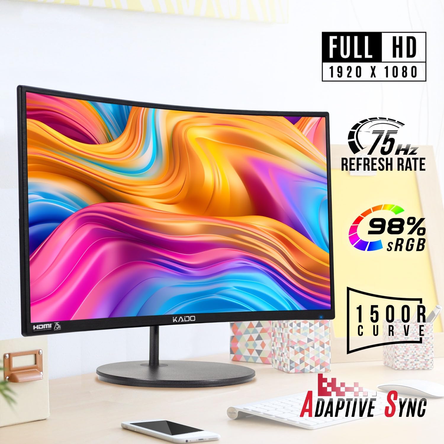1759520588_Kado-Dual-Monitor-Setup-2-Pack-24-Curved-1920x1080-Computer-Monitor-1500R-75Hz-VESA-Mount-HDMI-Office-Gaming-Hybrid-Built-in-Speakers-C24X-Dual-Series.jpg Kado Dual Monitor Setup - 2-Pack 24" Curved 1920x1080 Computer Monitor 1500R 75Hz VESA Mount HDMI Office Gaming Hybrid Built-in Speakers (C24X Dual Series) - Image 4