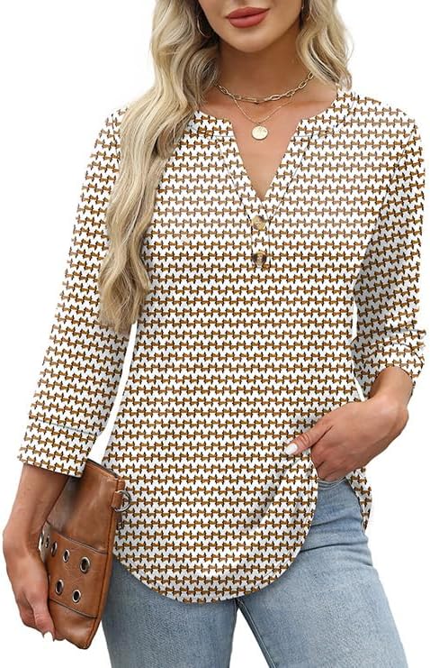 1759520721_OFEEFAN-Womens-Tops-34-Sleeve-Henley-Shirts-for-Women-Fall-Fashion-2025-School-Outfits-for-Teachers.jpg OFEEFAN Womens Tops 3/4 Sleeve Henley Shirts for Women Fall Fashion 2025 School Outfits for Teachers - Image 3