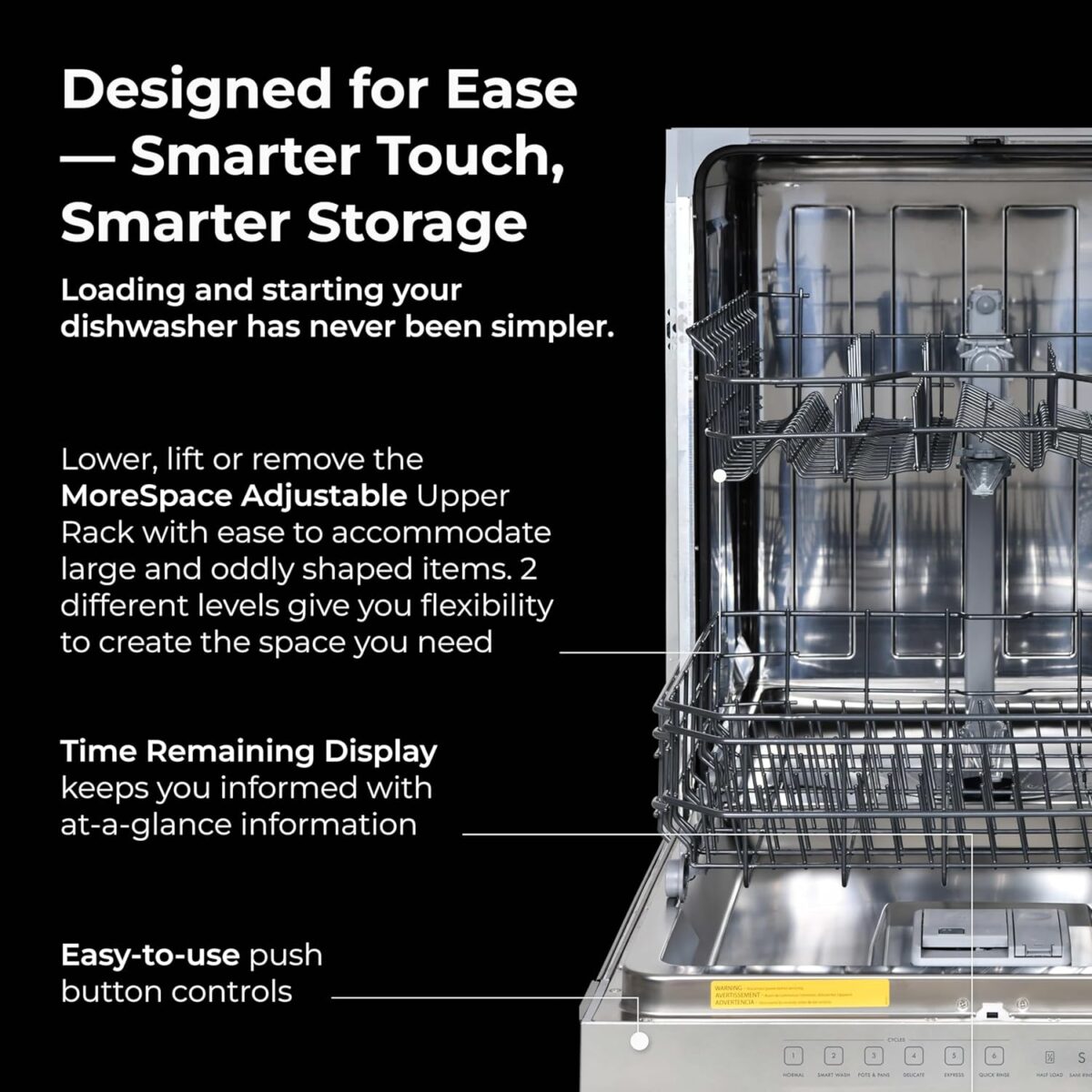 Kenmore 24" Built-in Stainless Steel Tub Dishwasher SmartWash, UltraWash, SmartDry Plus, MoreSpace Adjustable Rack, Energy Star Certified, Fingerprint Resistant - Image 6