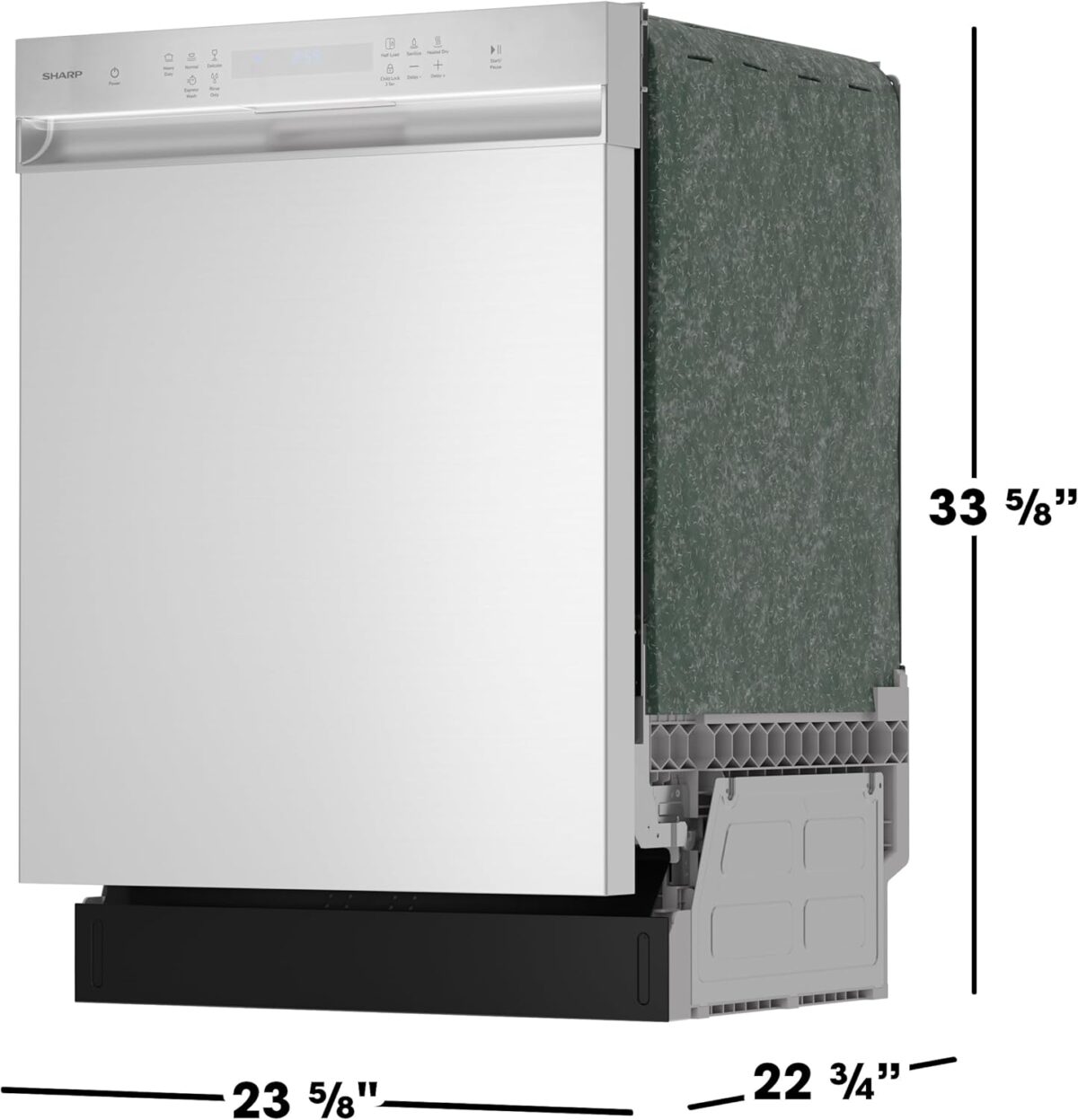 Sharp SDW6504MS Stainless Steel Dishwasher, 24-inch Pocket Handle, 52 dB, Hybrid Tub, 12 Place Settings, 5 Cycles, Heated Dry - Image 10