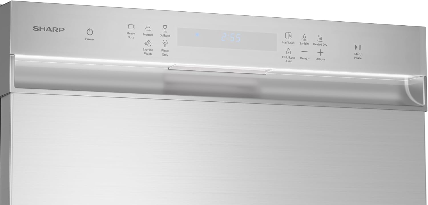 1759520804_Sharp-SDW6504MS-Stainless-Steel-Dishwasher-24-inch-Pocket-Handle-52-dB-Hybrid-Tub-12-Place-Settings-5-Cycles-Heated-Dry.jpg Sharp SDW6504MS Stainless Steel Dishwasher, 24-inch Pocket Handle, 52 dB, Hybrid Tub, 12 Place Settings, 5 Cycles, Heated Dry - Image 12