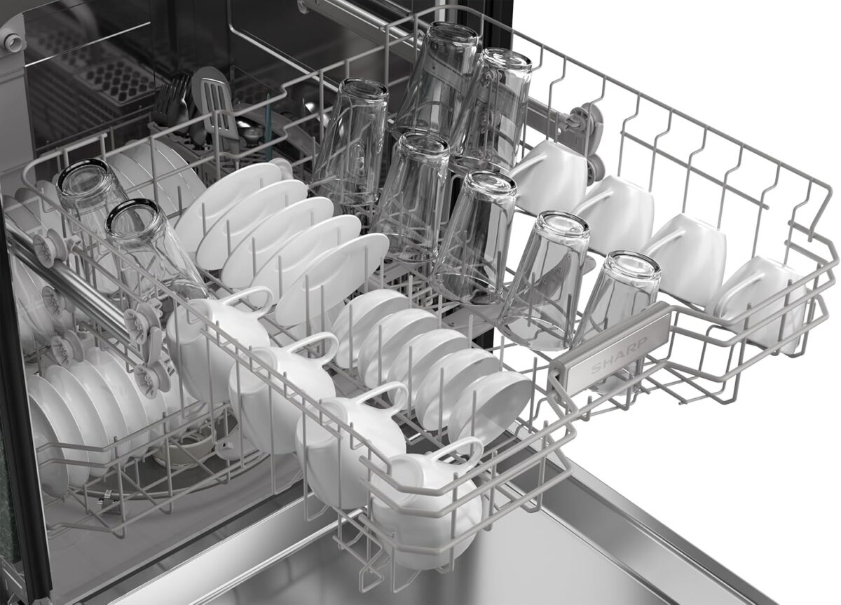 Sharp SDW6504MS Stainless Steel Dishwasher, 24-inch Pocket Handle, 52 dB, Hybrid Tub, 12 Place Settings, 5 Cycles, Heated Dry - Image 14