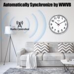 Geevon 12 Inch Atomic Wall Clock - Self-Setting Analog Clock with Automatic Time Sync - Battery Operated for Home Office School - Silver Frame - Image 5