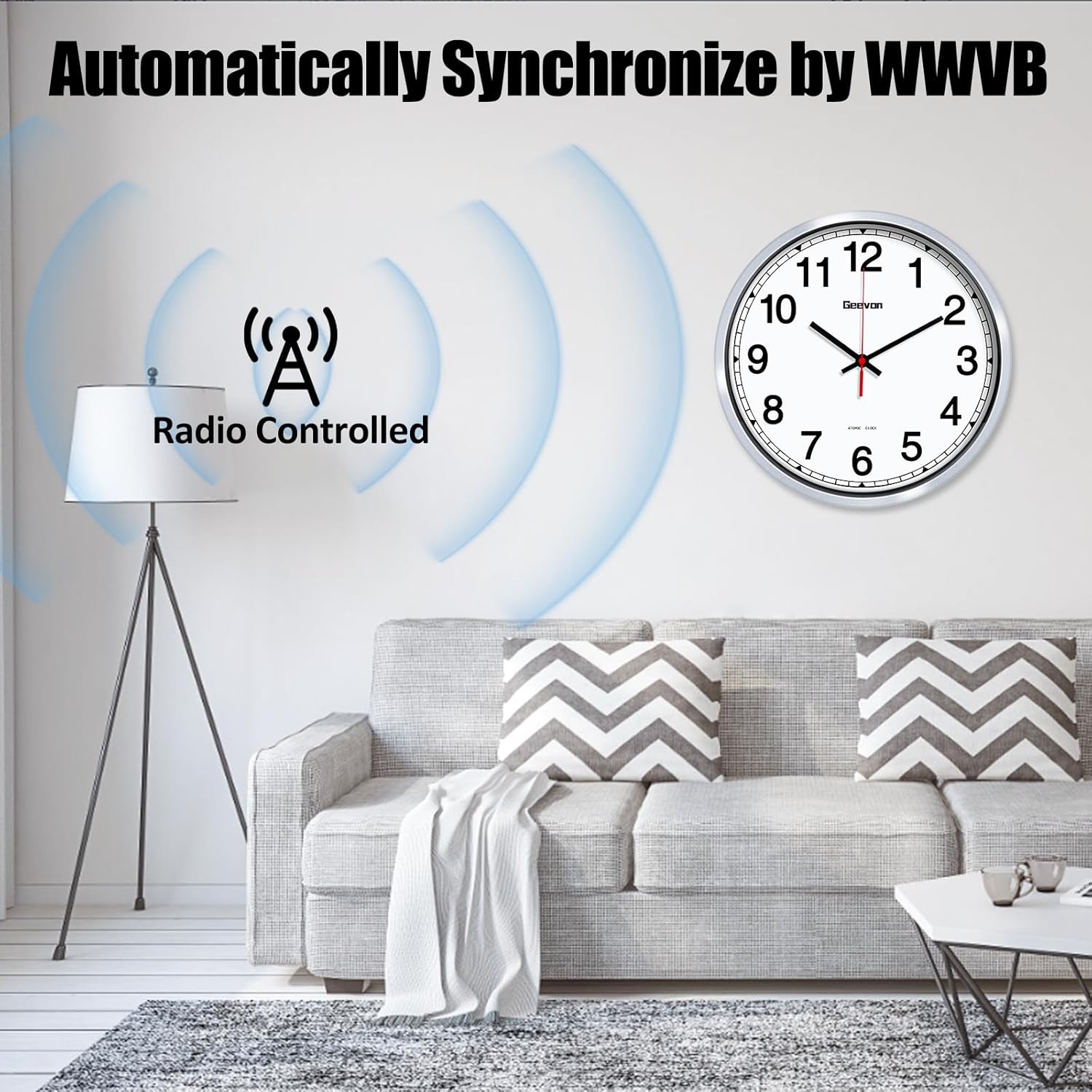 1759520876_Geevon-12-Inch-Atomic-Wall-Clock-Self-Setting-Analog-Clock-with-Automatic-Time-Sync-Battery-Operated-for-Home-Office-School-Silver-Frame.jpg Geevon 12 Inch Atomic Wall Clock - Self-Setting Analog Clock with Automatic Time Sync - Battery Operated for Home Office School - Silver Frame - Image 5