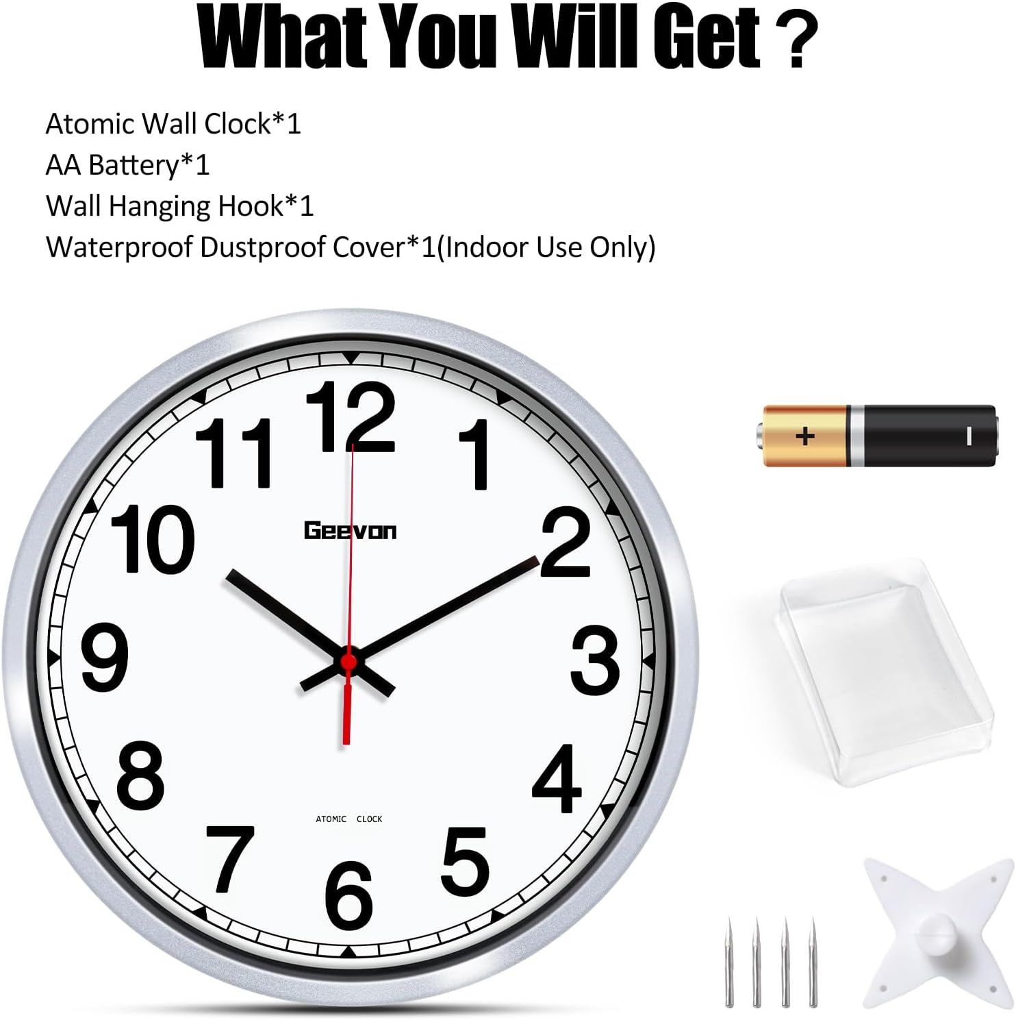 1759520882_Geevon-12-Inch-Atomic-Wall-Clock-Self-Setting-Analog-Clock-with-Automatic-Time-Sync-Battery-Operated-for-Home-Office-School-Silver-Frame.jpg Geevon 12 Inch Atomic Wall Clock - Self-Setting Analog Clock with Automatic Time Sync - Battery Operated for Home Office School - Silver Frame - Image 8