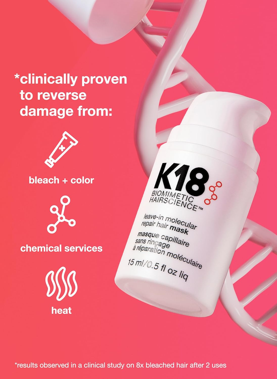 1759525957_K18-Leave-In-Molecular-Hair-Mask-Repairs-Dry-or-Damaged-Hair-Reverse-Hair-Damage-from-Bleach-Color-Chemical-Services-Heat.jpg K18 Leave-In Molecular Hair Mask, Repairs Dry or Damaged Hair, Reverse Hair Damage from Bleach, Color, Chemical Services & Heat - Image 3